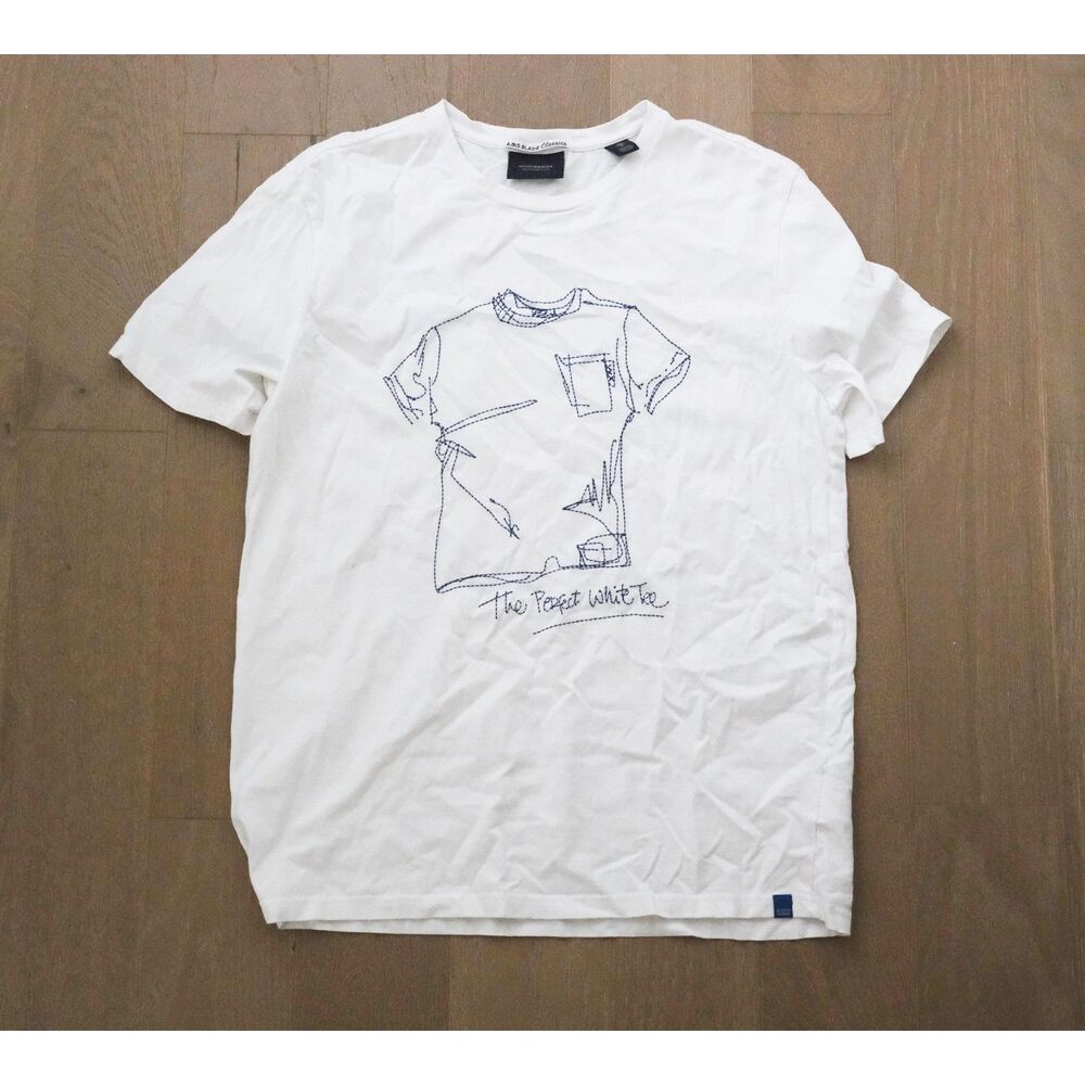 Scotch & Soda Amsterdam Blauw The Perfect White Tee Graphic T-Shirt White